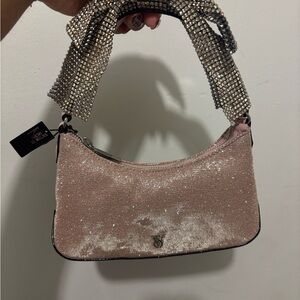 Victoria's Secret Sparkling Pink Mini Curve Bling Bow Bag